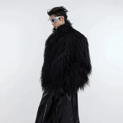 Men's Faux-Fur & Faux-Leather Bomber Jacket