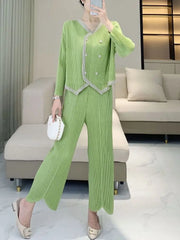 Pleated Pant Suit - Designer Inspired Two-Piece Set