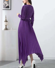Formal Plissé Asymmetric Dress