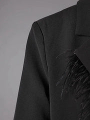 Feather Beaded Oversized Blazer