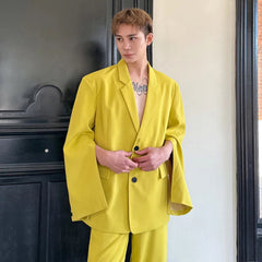 Canary Yellow Relaxed Fit Suit for Men