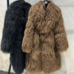 Luxury Genuine Mongolian Sheepskin Fur Coat