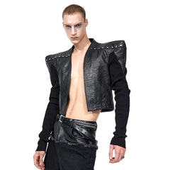 Men's Cropped Vegan Leather Jacket