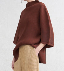 Elegant Mock-Neck Pleated Top