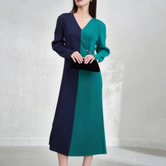 Elegant V-Neck Pleats Dress