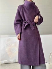 Luxury Wool-Blend Tie Belt Overcoat