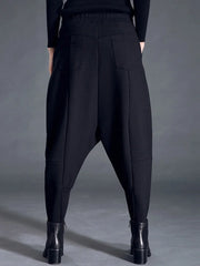 Couture Black Harem Pants with Elastic Waist