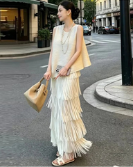 Fringe Pleated Two Piece Set