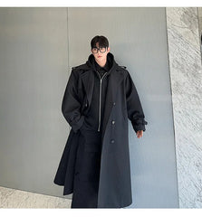 Men's Shoulder Padded Oversized Trench Coat | Luxury Streetwear