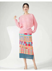 Pleated Relaxed Boat Neck Top