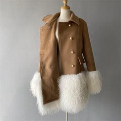 Wool Coat with Mongolian Lamb Fur