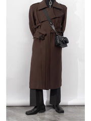 Men's Rich Brown Designer Wool Trench Coat