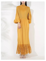 Truly Pleated Oversized Sleeve Midi Dress