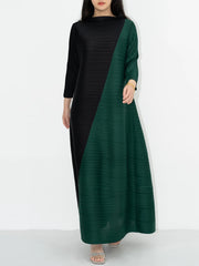 Luxury High-Neck Pleated Dress
