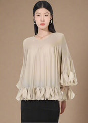 Luxury Plissé Ruffle Blouse