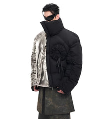 Men's Warm Luxe Chromatic Silver & Black Puffer Jacket