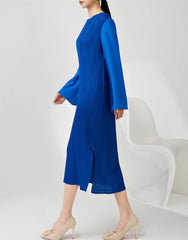 Luxury Pleated Bell Sleeve Dress