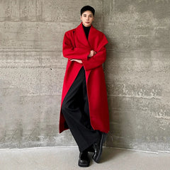 Men's Red Wool Blend Trench Coat