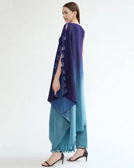 Ombre Plissé Cape & Trousers Set