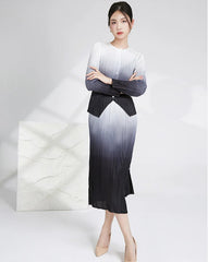 Plissé Ombre Blouse & Skirt Set