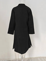 Men's Black Kimono Wrap Wool Long Coat