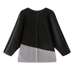 Pleated Two-Tone Blouse Top