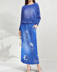 Luxury Floral Plissé Skirt Set