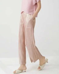Elegant Plissé Wide-Leg Pants