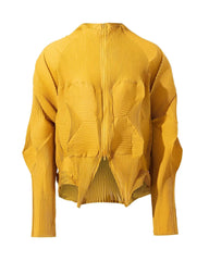 Luxe Geometric Plissé Zip Jacket