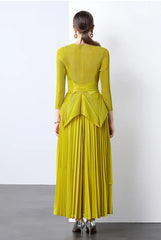 Elegant Plisse Blouse & Skirt Set