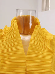 Elegant Ruffle Sleeve Pleats Coat