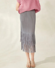 Luxury Pleated Tassel Skirt