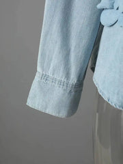 Luxe 3D Floral Denim Blouse