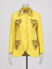 Luxury Beaded Wool-Blend Blazer