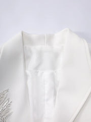 Floral Appliqué Beaded Blazer