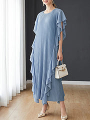 Luxury Plissé Ruffle Kaftan Dress