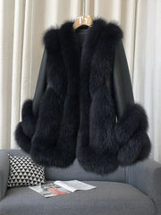 Genuine Fox Fur & Leather Jacket