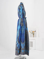 Couture Blue Plissé Pleated Long Cardigan