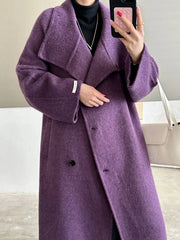 Luxury Wool-Blend Tie Belt Overcoat