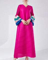 Elegant Pleats Tiered Cuffs Dress