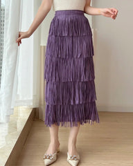 Luxury Plissé Fringe Skirt