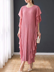Luxury Plissé Ruffle Kaftan Dress