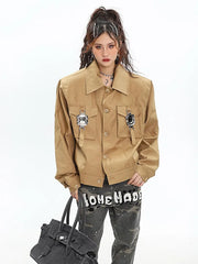 Luxe Metallic Clasp Oversized Blazer Jacket