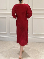 Elegant Pleated Kimono Sleeve Dress