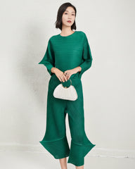 Sculptural Pleated Top & Pants Set