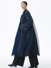 Avant-Garde Oversized Mesh-Layer Coat