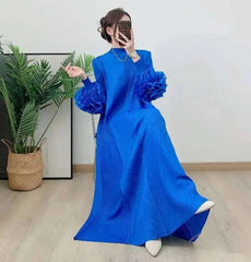 Truly Pleated Ruffle Sleeve Dress