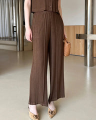 Fluid Pleat Wide-Leg Pants