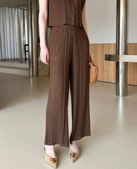 Plissé Wide-Leg Pants