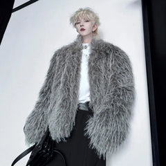 Men's Cozy Faux Fur Coat – Warm Luxury Streetwear